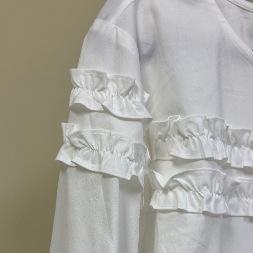 Talbots White Ruffled Blouse - Picture 3 of 7